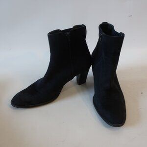 Womens Sutor Mantellassi Dark Navy Blue Suede Heeled Ankle Zip Booties 40 US/10